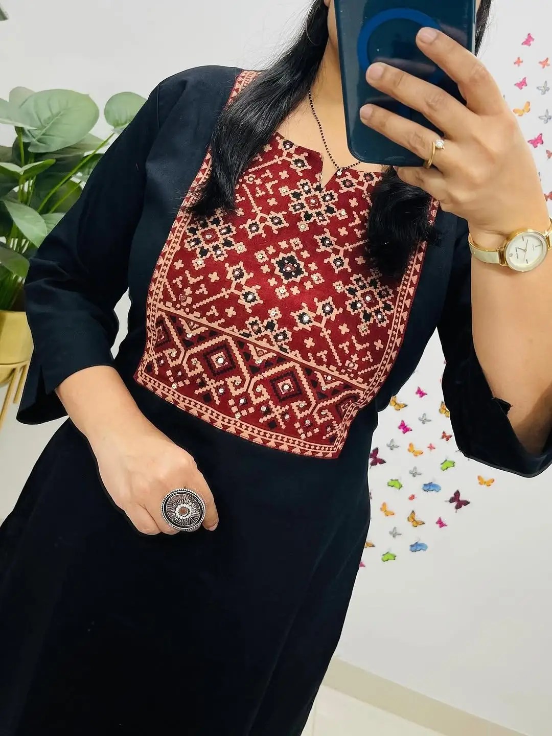 Designer Kurti Pant Set Pure Cotton Kurti Set for Women - Fabric & Pattern Close-Up View | Jaipur Cloth