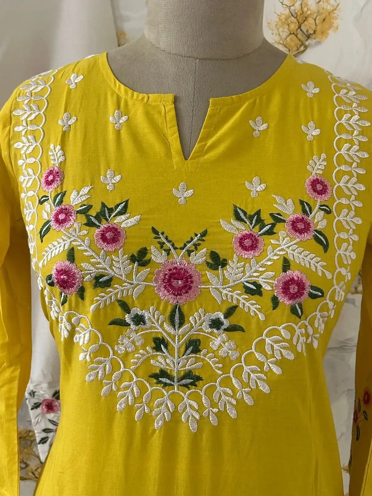 Festive Red Embroidered Cotton Co-ord Set for Women - Side Profile View | Jaipur Cloth