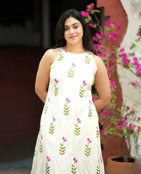 Floral Print Cotton Flex Kurti Palazzo Set for Summer - Back & Fabric Close-Up View