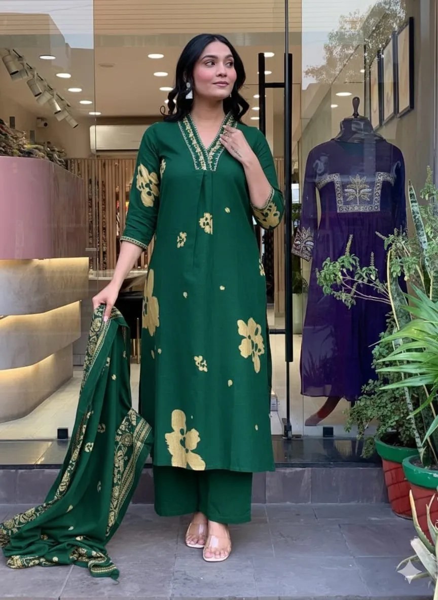 Dreamy Discharge Print Suit Set - Handblock Printed Cotton Kurti Set by Jaipur Cloth