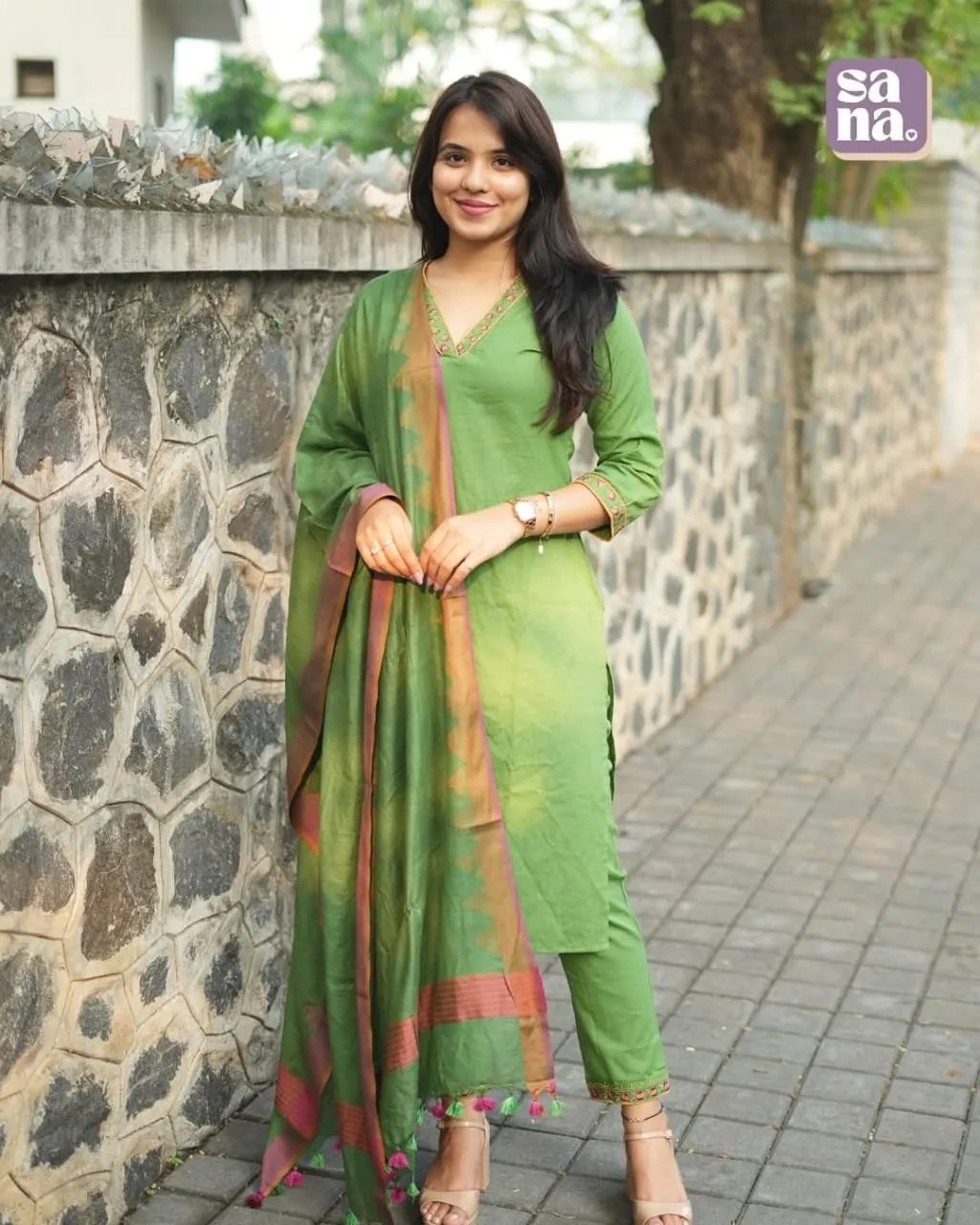 Holi Special Handloom Embroidery Set - Handblock Printed Cotton Kurti Set by Jaipur Cloth