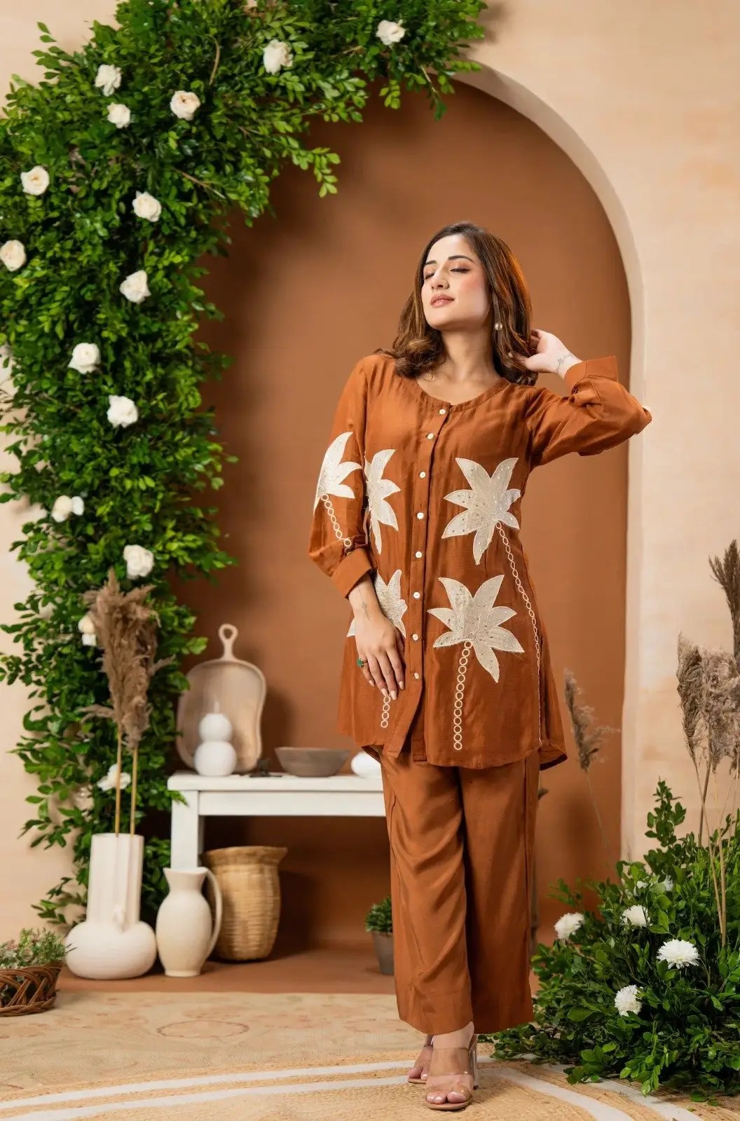 Chic Embroidered Cotton Flex Coord Set - Handblock Printed Cotton Kurti Set by Jaipur Cloth