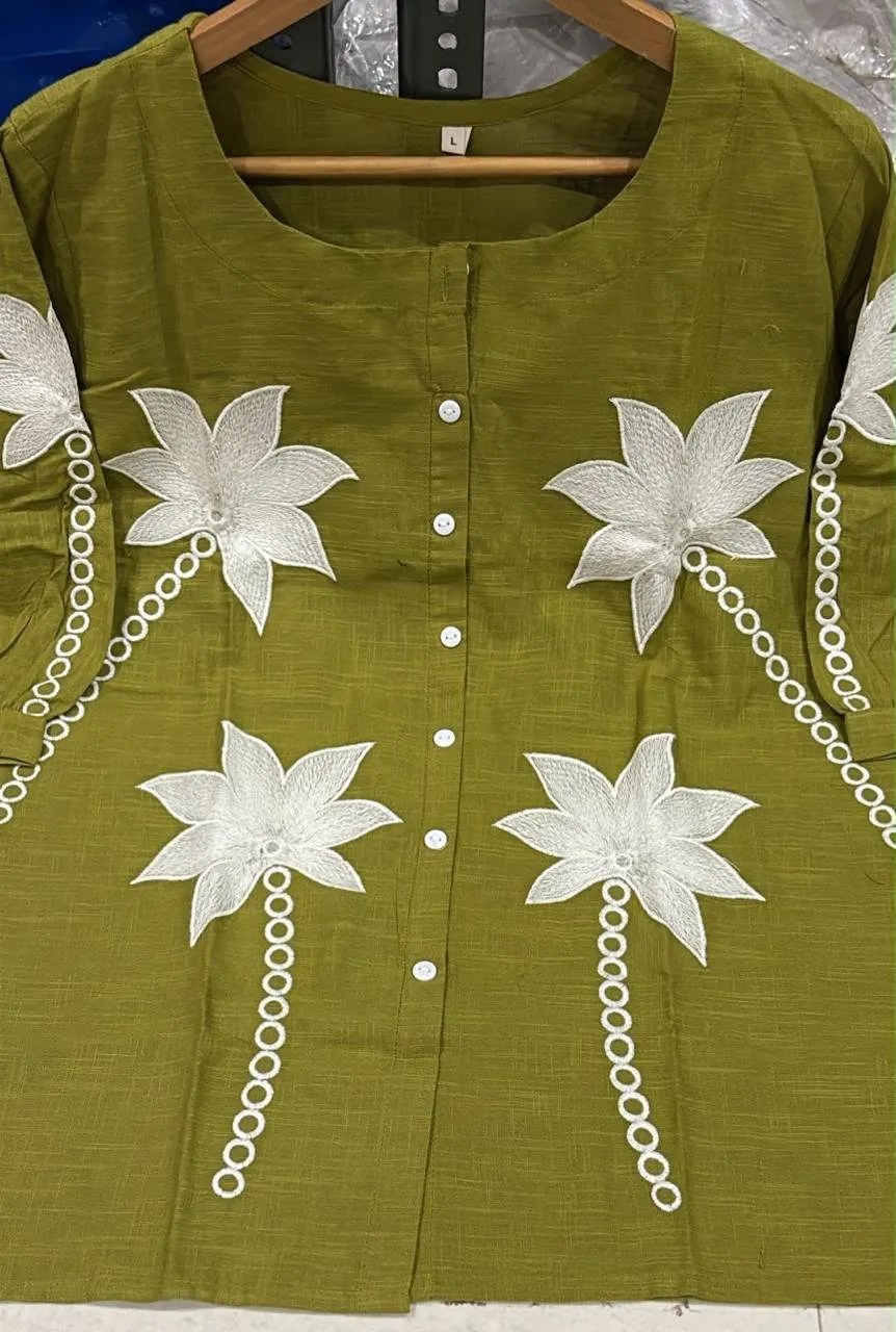Embroidered Cotton Flex Co-ord Set - Handblock Printed Cotton Kurti Set by Jaipur Cloth