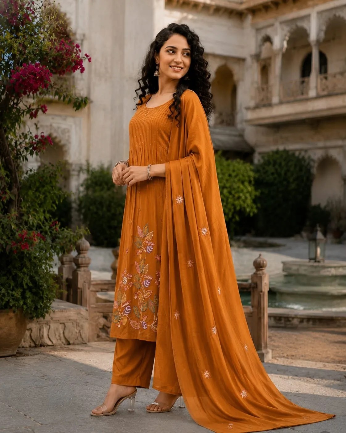Elegant Cotton Embroidered Suit Set - 100% Pure Cotton Front View Jaipur Cloth