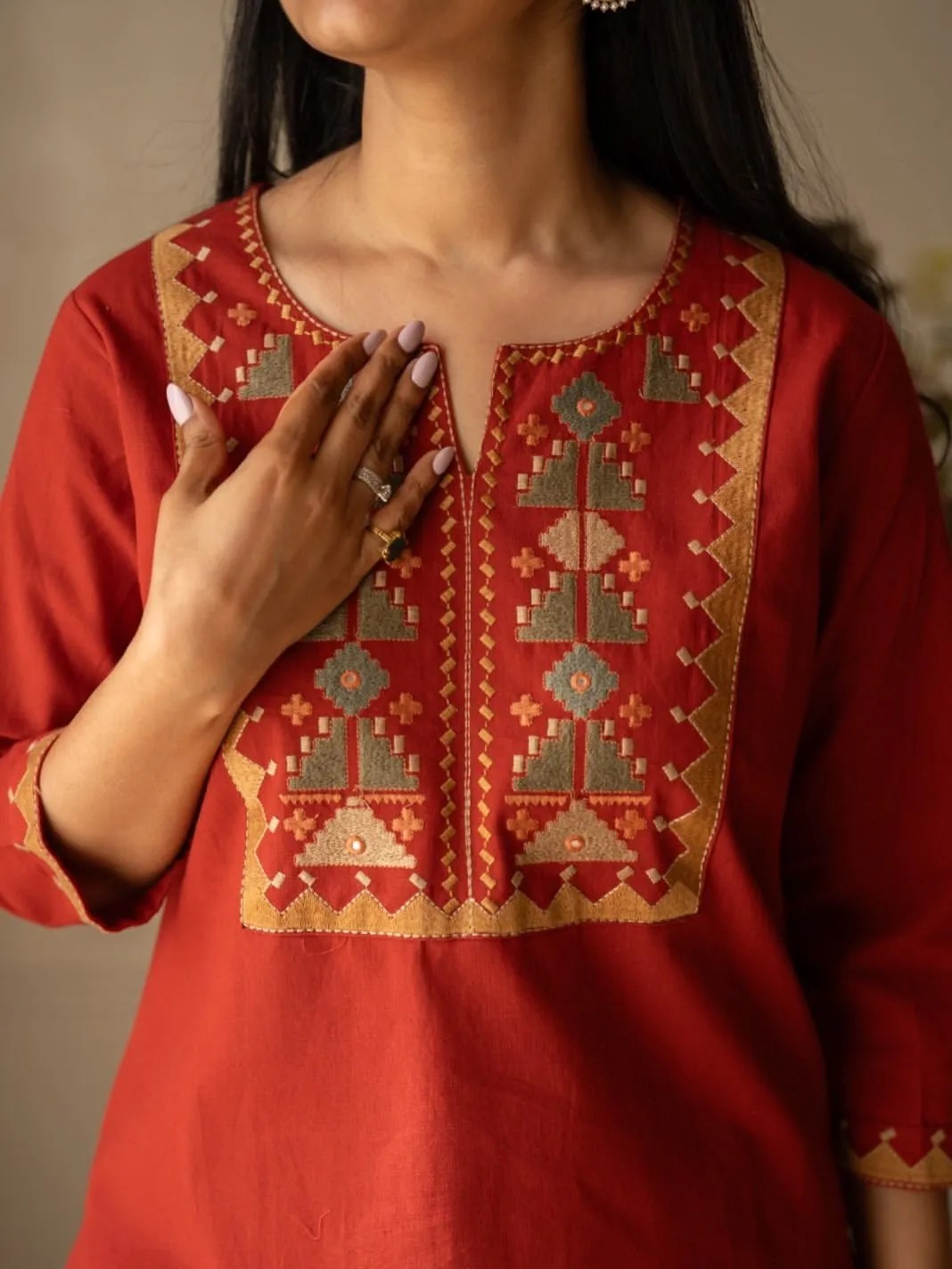 Matching Dupatta and Pant Hem Detailing for Embroidered Cotton Summer Suit