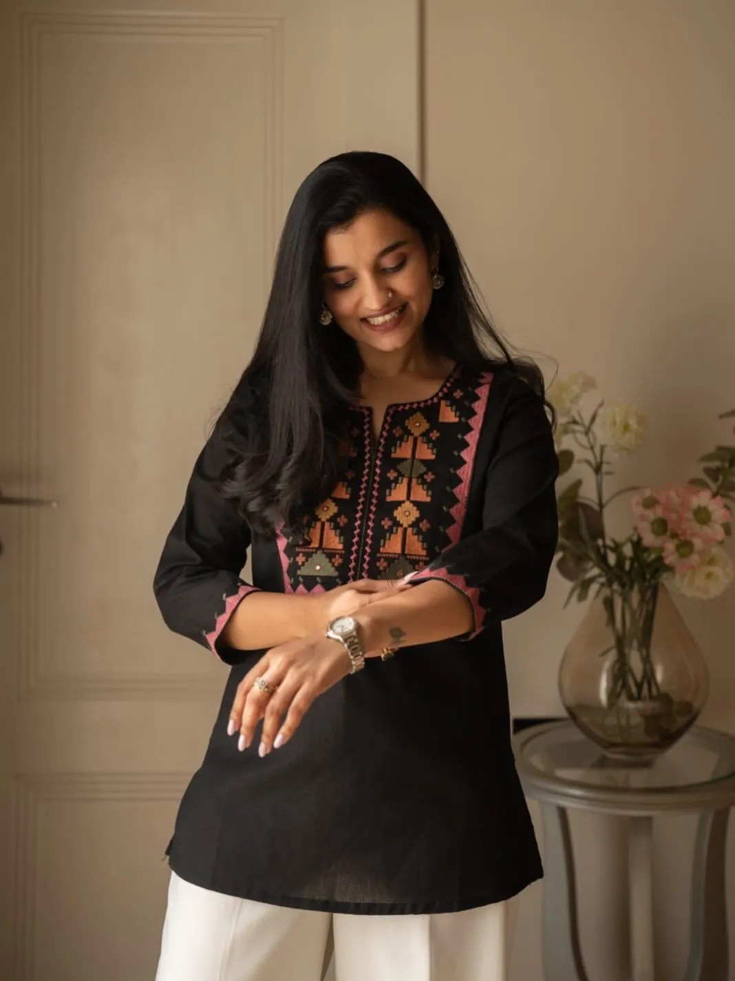 Summer Bliss Embroidered Set - 100% Pure Cotton Front View Jaipur Cloth