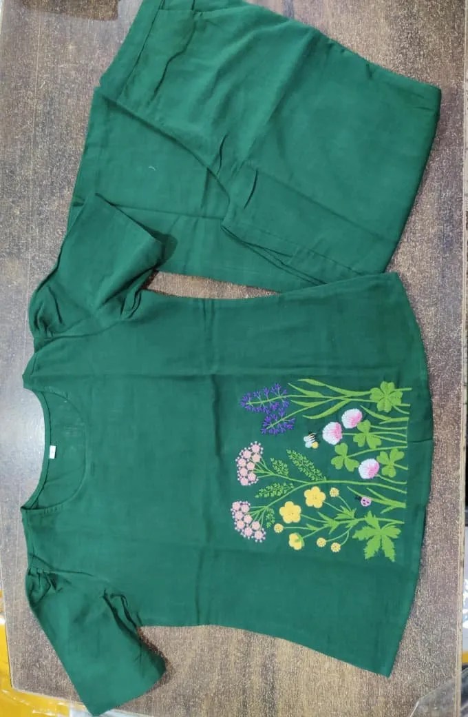Stylish Thread Work Kurta Set - Jaipuri Print Close Up Detail