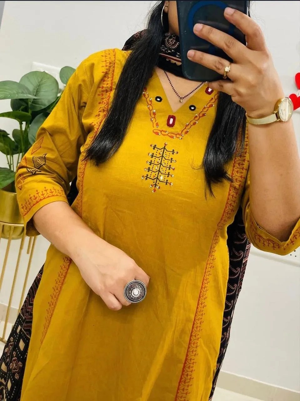 Elegant Anarkali Kurta Set - 100% Pure Cotton Front View Jaipur Cloth