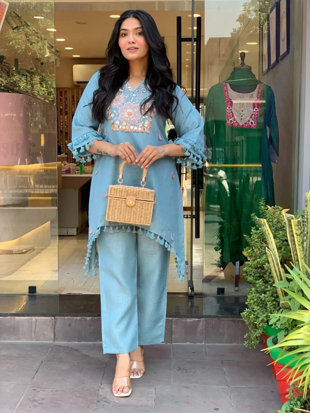 Summer Blessings Embroidered Co-ord Set Trouser Fit and Coordinated Styling View