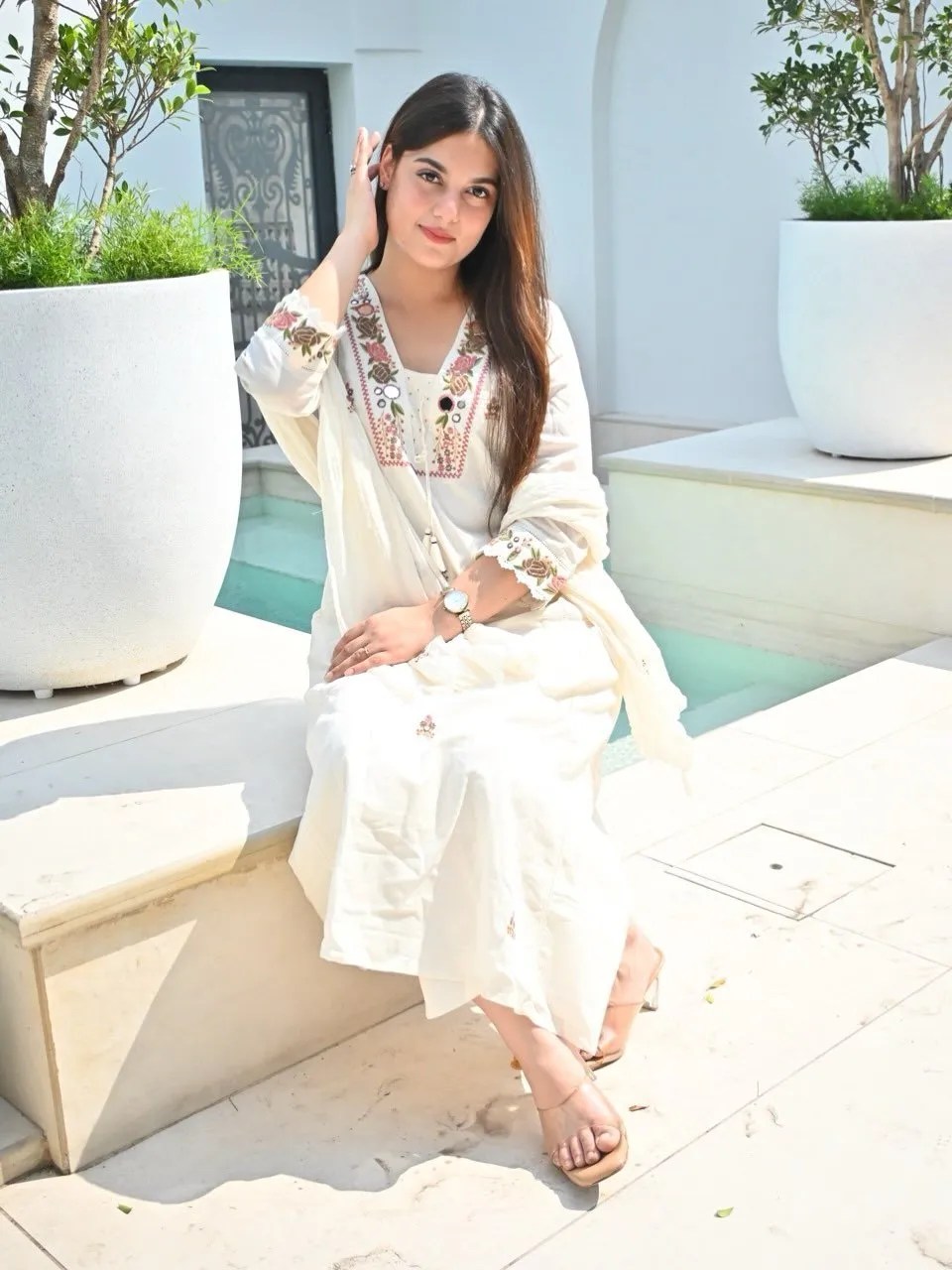 Embroidered Cotton Kurti Set - 100% Pure Cotton Front View Jaipur Cloth