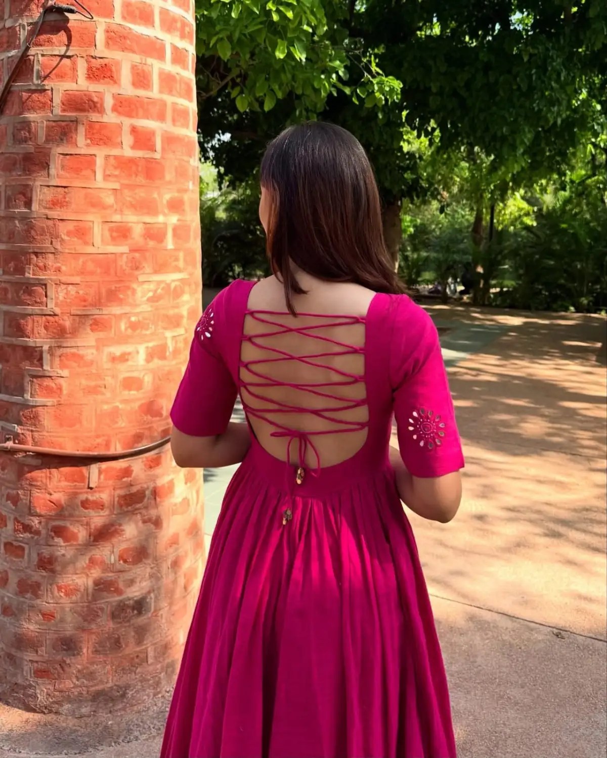 Comfort Cotton Anarkali Set - Jaipuri Print Close Up Detail