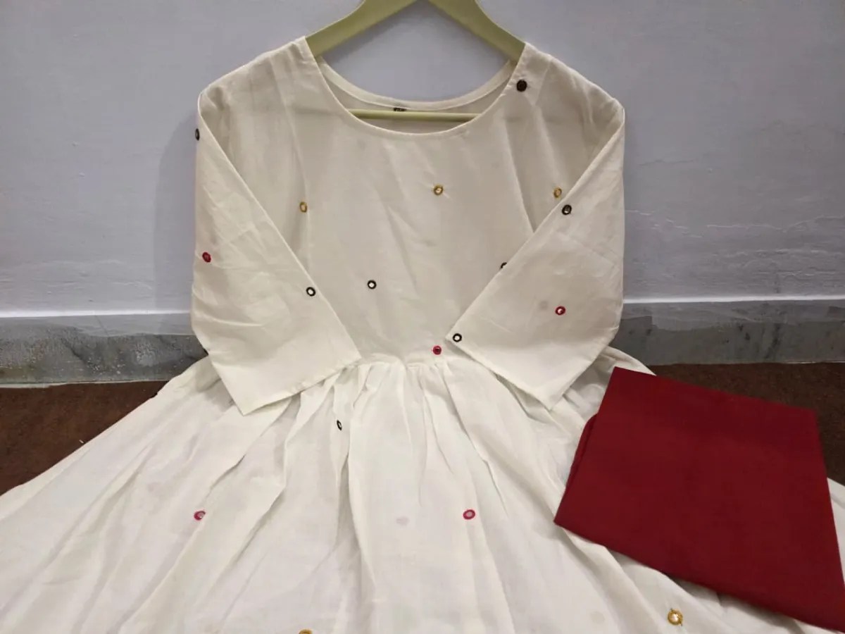 Festival Special Anarkali Suit - Jaipuri Print Close Up Detail