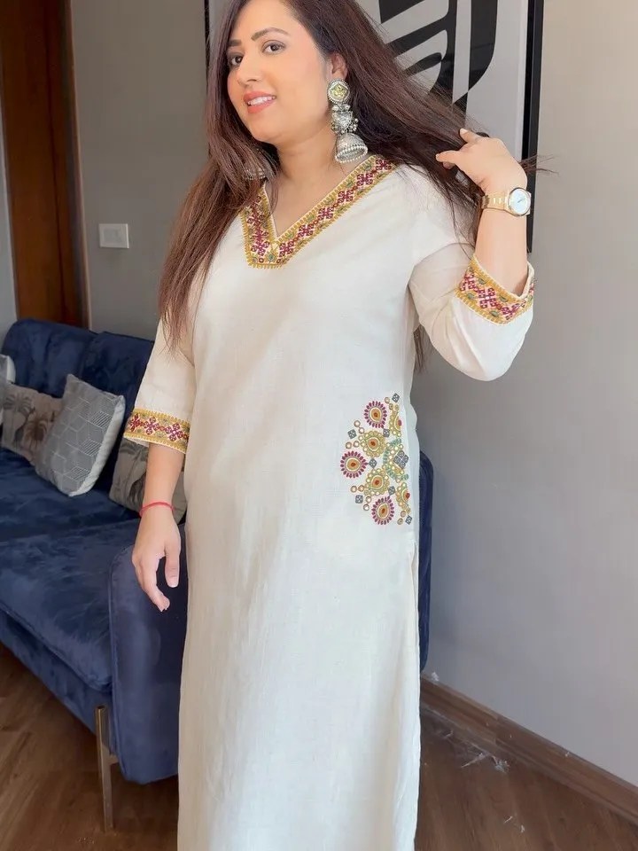 Embroidered Elegance Co-ord Set - 100% Pure Cotton Front View Jaipur Cloth