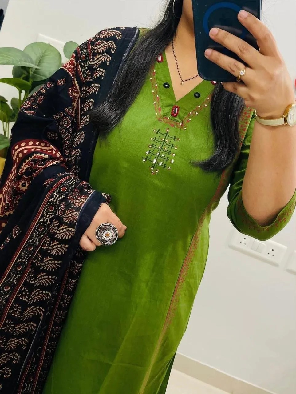 Anarkali Kurta Set with Angrakha Design - Handblock Printed Cotton Kurti Set by Jaipur Cloth