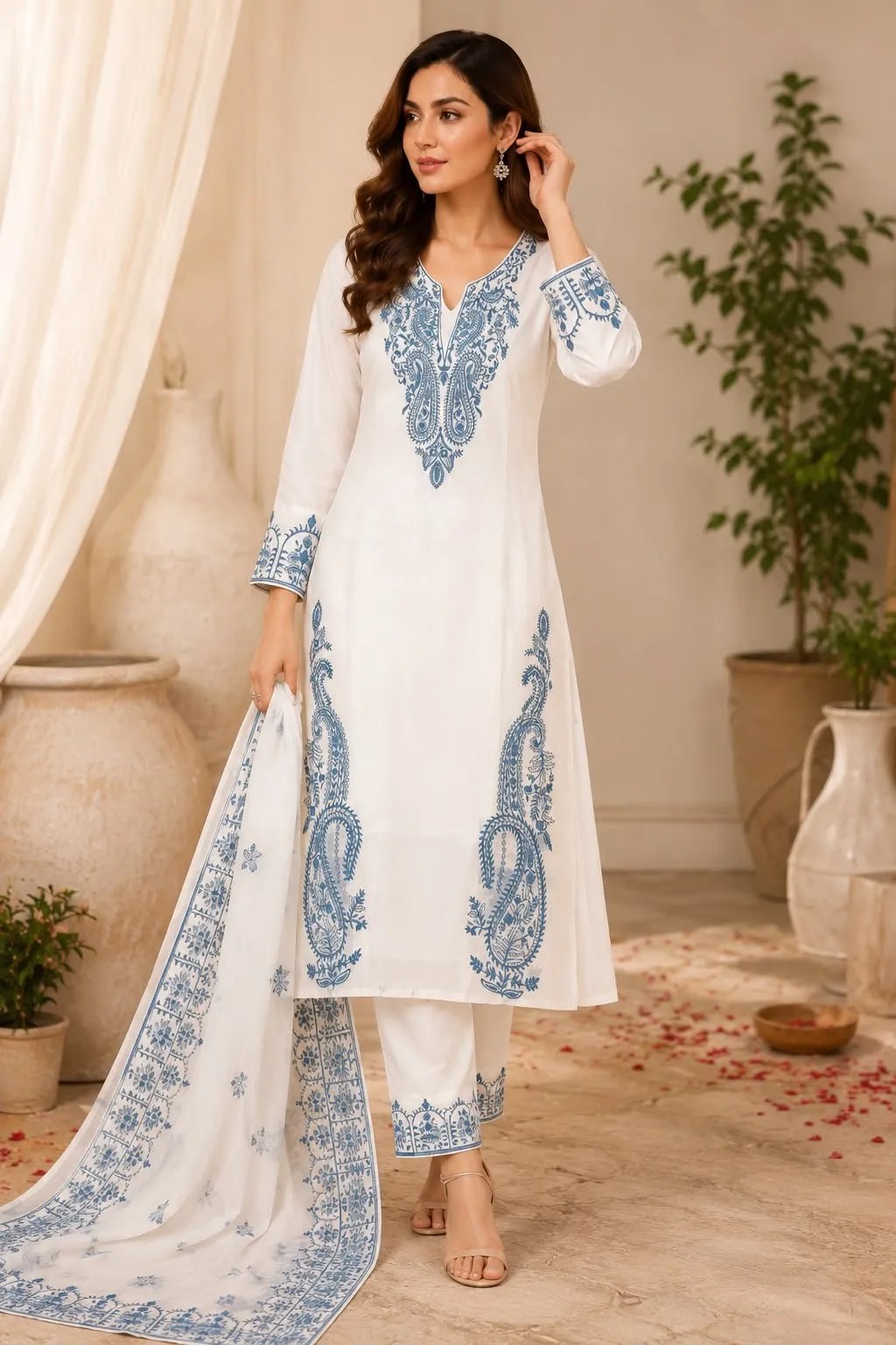 Elegant Flair Suit - 100% Pure Cotton Front View Jaipur Cloth