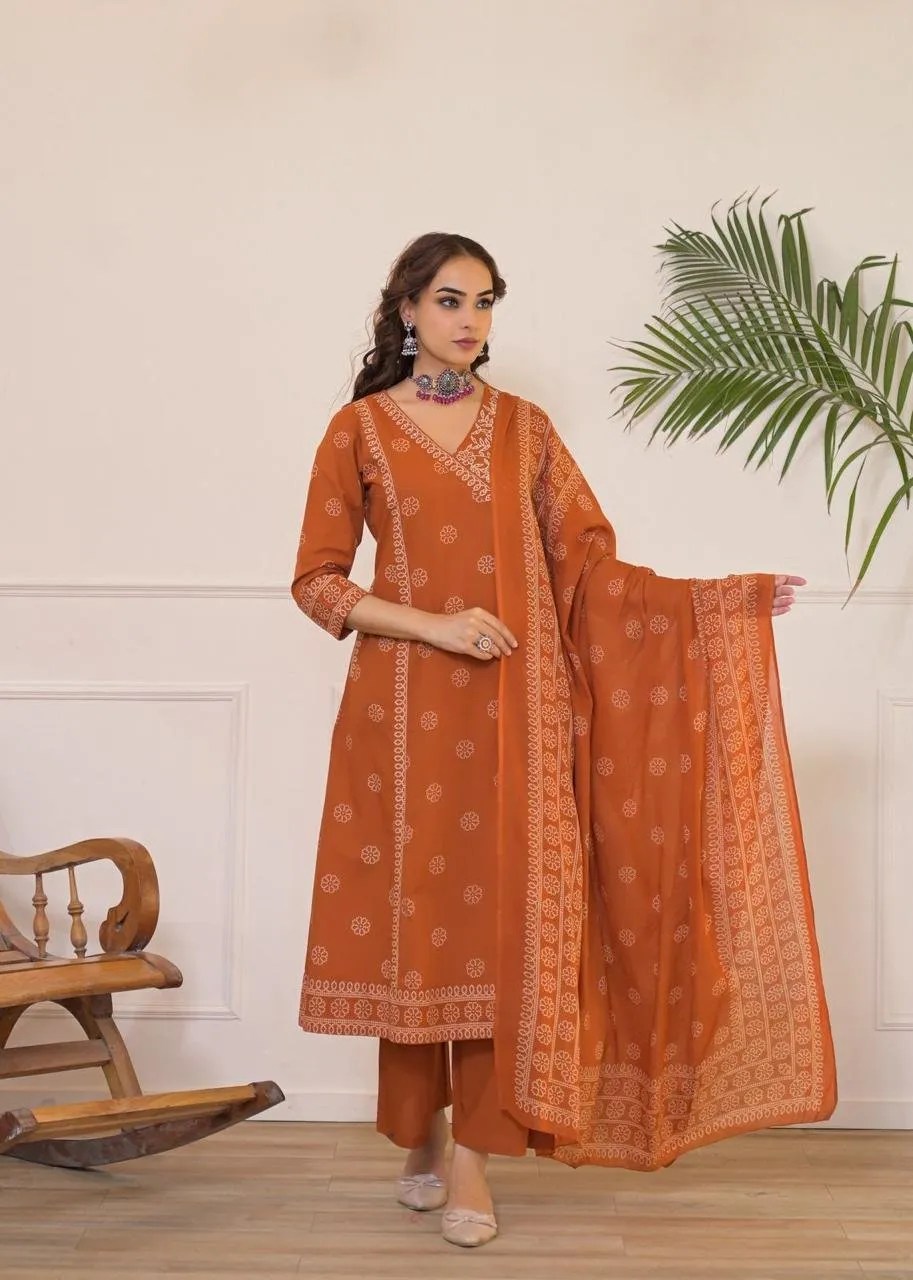 Dreamy Angrakha Kurta Set - 100% Pure Cotton Front View Jaipur Cloth
