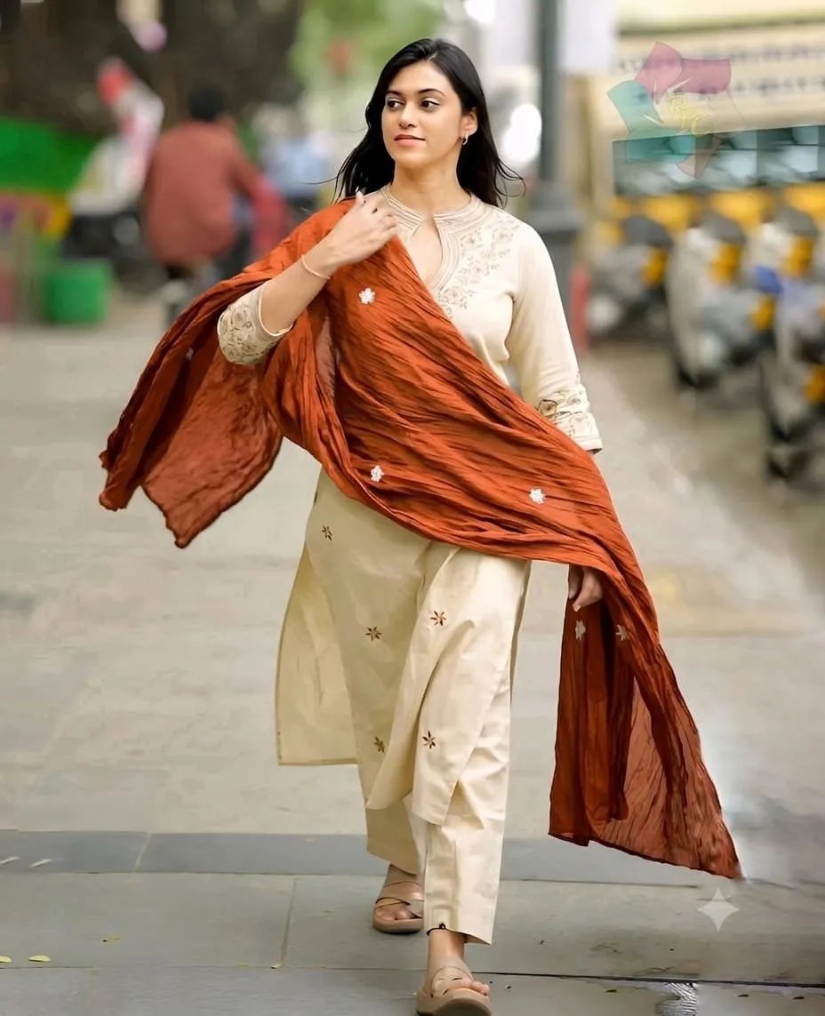 Elegant Embroidered Cotton Kurti Set - Handblock Printed Cotton Kurti Set by Jaipur Cloth