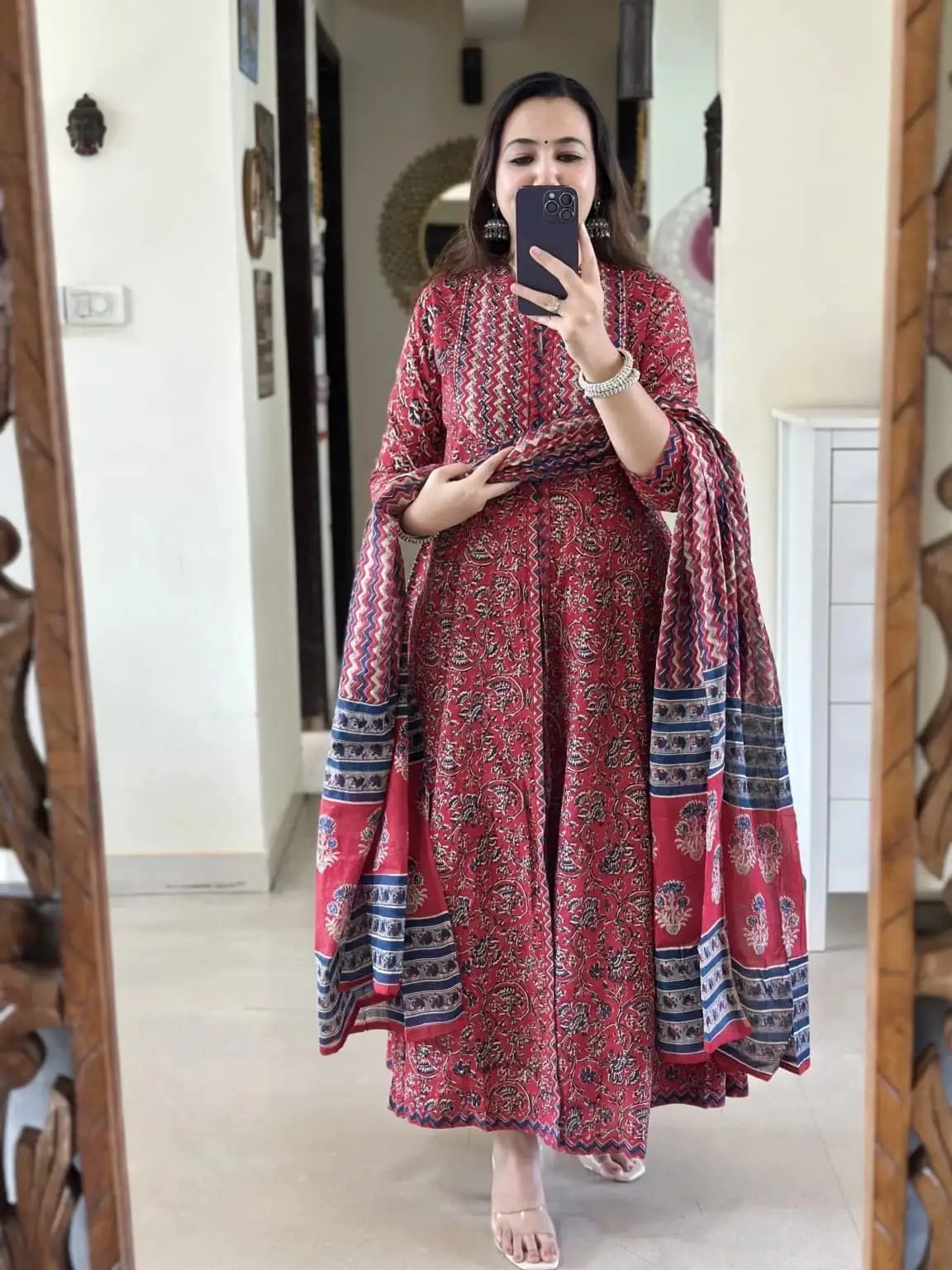 Matching Dupatta and Pant Hem Detailing for Festival Collection Cotton Kurta Set