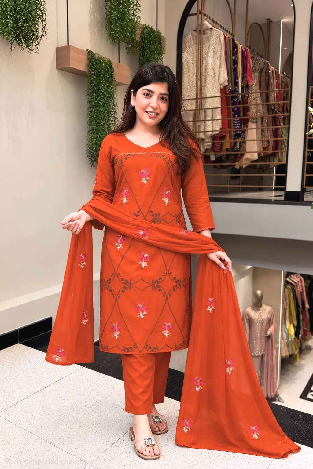 Elegant Cotton Embroidery Set - Handblock Printed Cotton Kurti Set by Jaipur Cloth