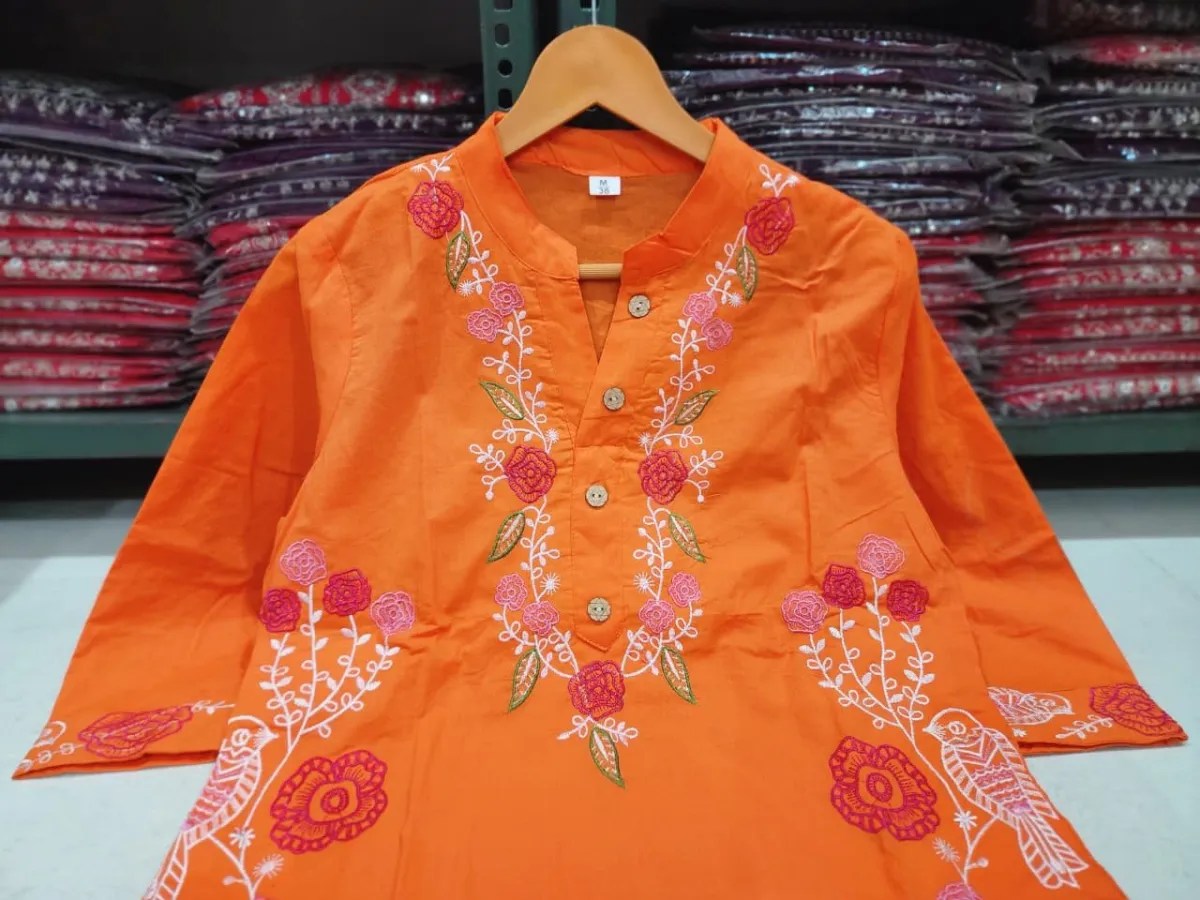 Elegant Embroidered Cotton Suit Set - Handblock Printed Cotton Kurti Set by Jaipur Cloth