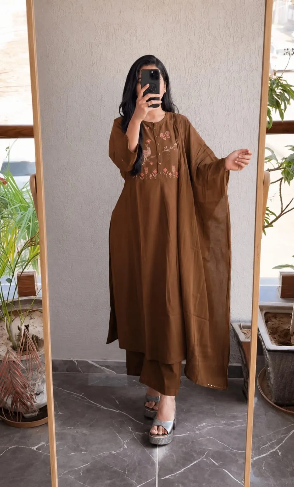 Elegant Embroidered Cotton Suit Set - Handblock Printed Cotton Kurti Set by Jaipur Cloth