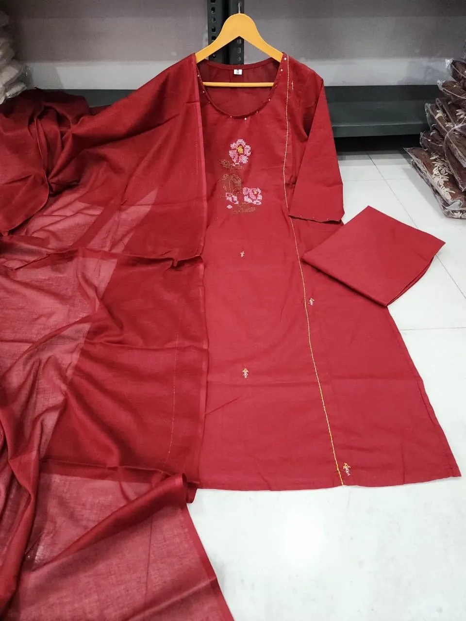 Elegant Cotton Embroidery Kurta Set - Handblock Printed Cotton Kurti Set by Jaipur Cloth