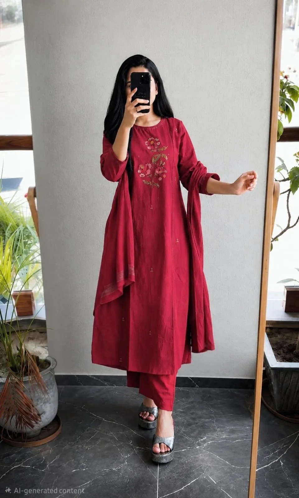 Elegant Cotton Embroidery Kurta Set - Handblock Printed Cotton Kurti Set by Jaipur Cloth
