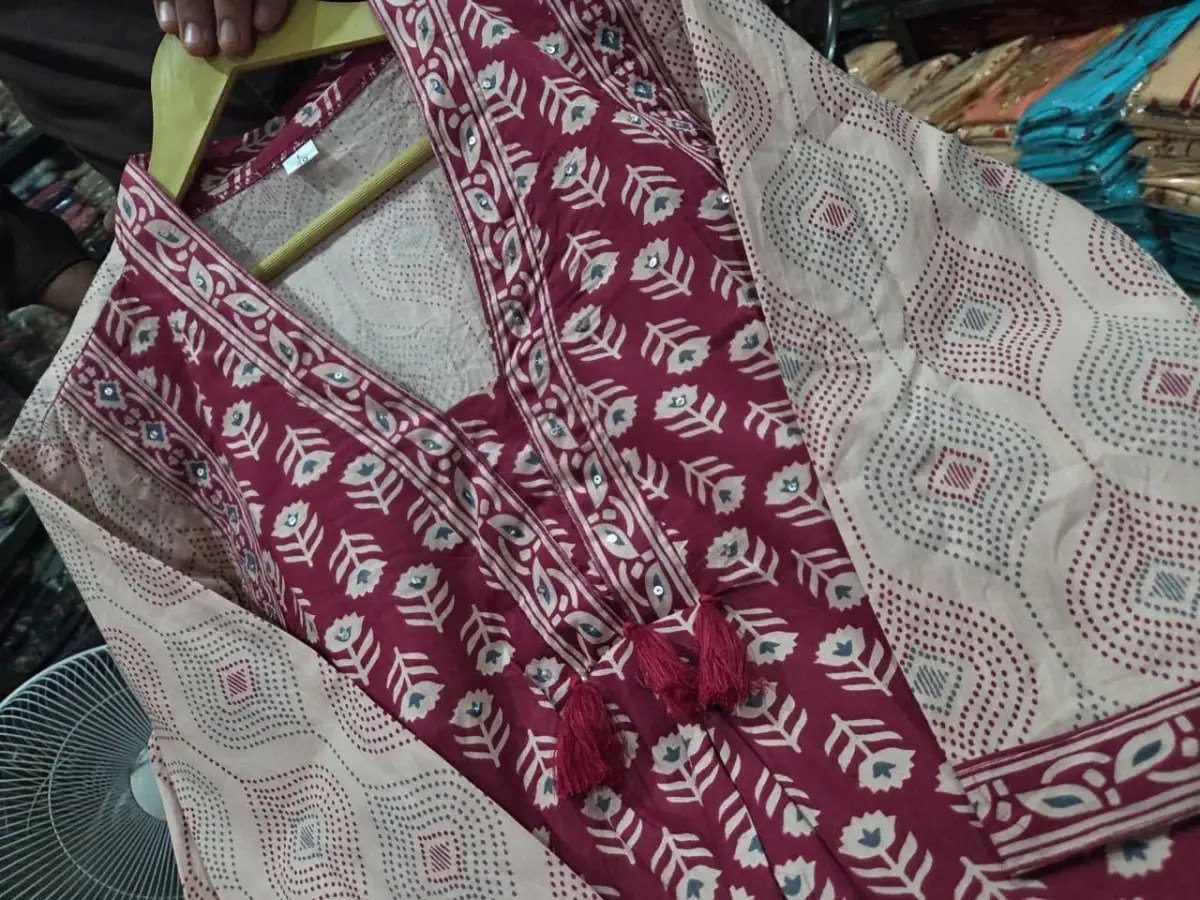 Dreamy A-Line Anarkali Set - Handblock Printed Cotton Kurti Set by Jaipur Cloth
