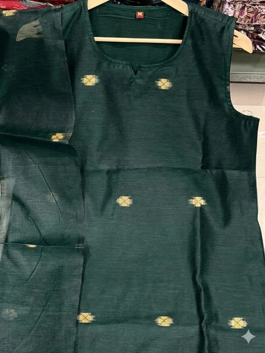 Festive Ready Jamdani Suit - Handblock Printed Cotton Kurti Set by Jaipur Cloth