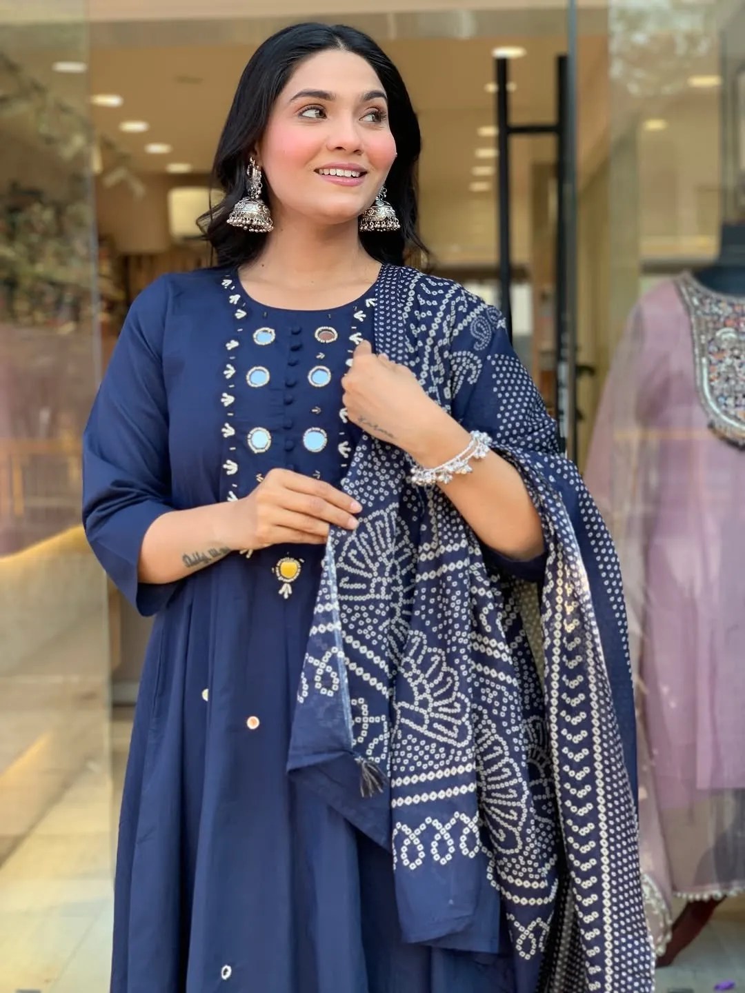 Charming Cotton Embroidered Set - Handblock Printed Cotton Kurti Set by Jaipur Cloth