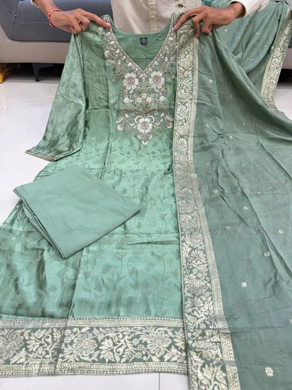 Summer Special Malay Glass Tissue Set Full Length & Fit View | Jaipur Cloth