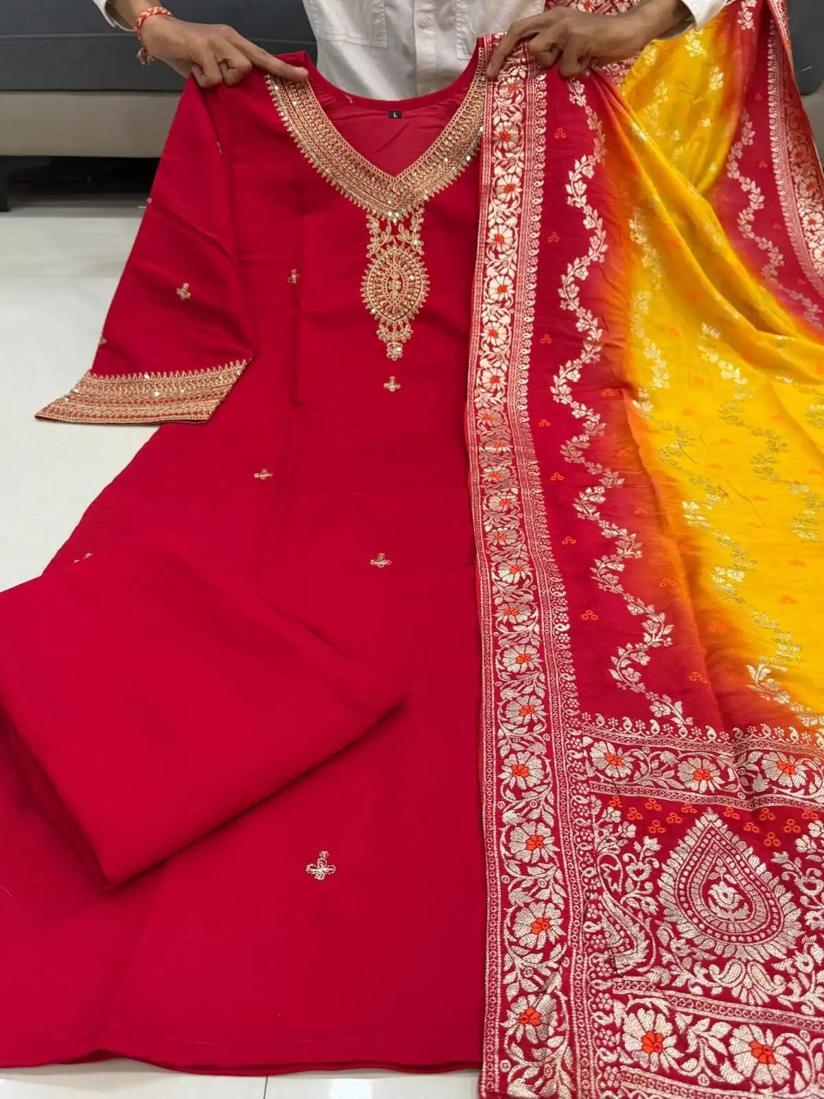 Berry Silk Kurta Ensemble Full Length & Fit View | Jaipur Cloth