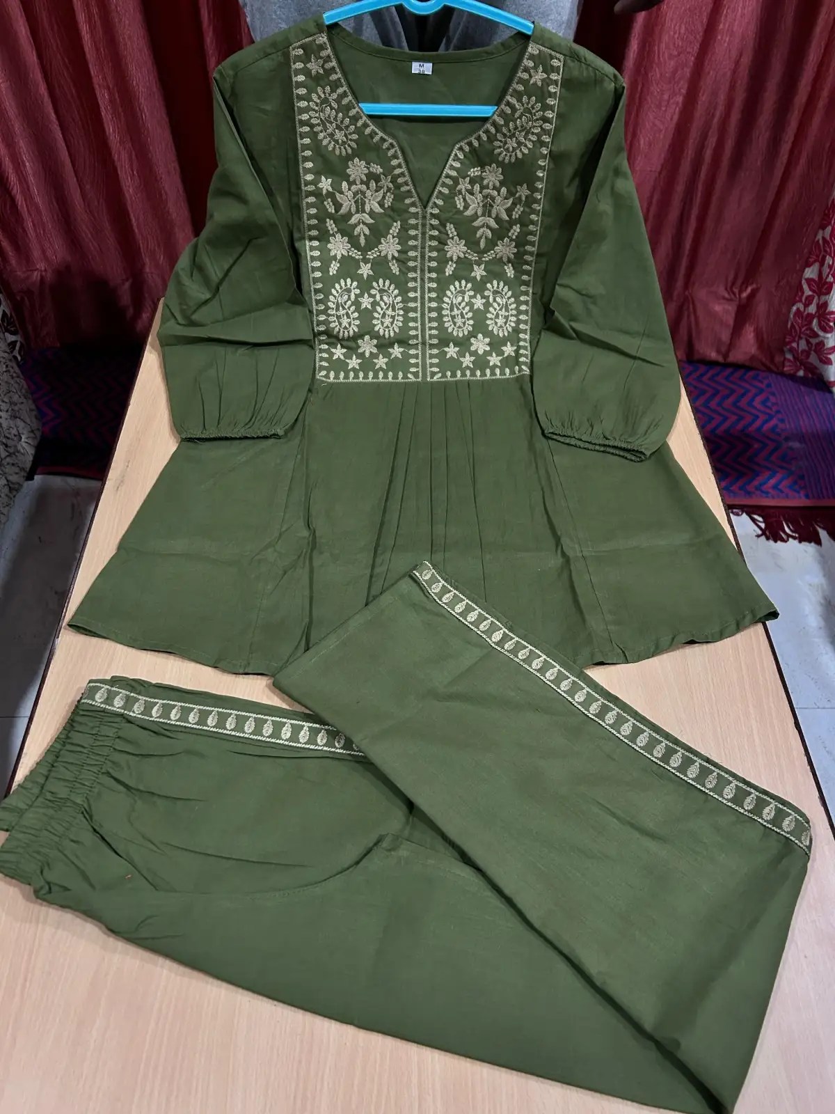 Breezy Cotton Short Top Set Fabric & Work Detail View | Jaipur Cloth