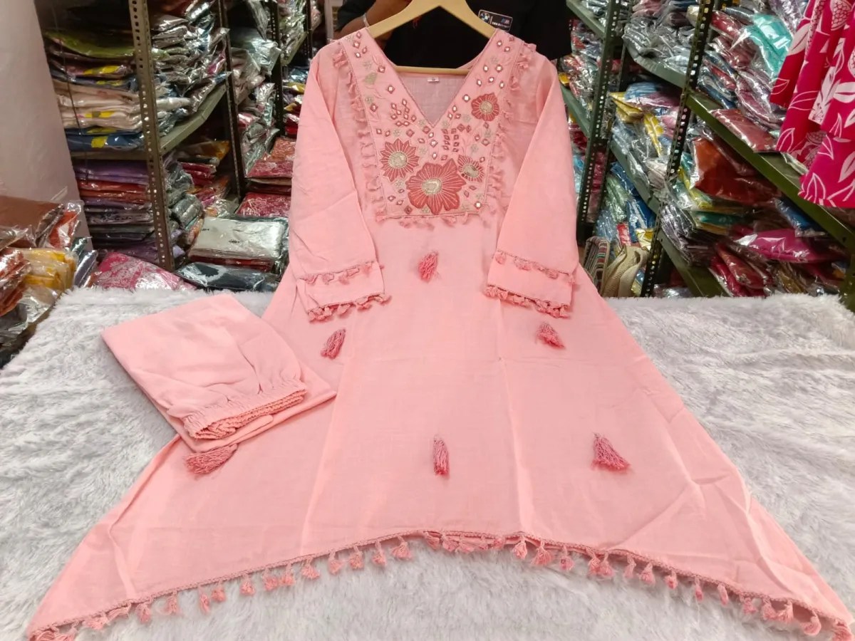 Summer Spacial co-ord set showing embroidery detail