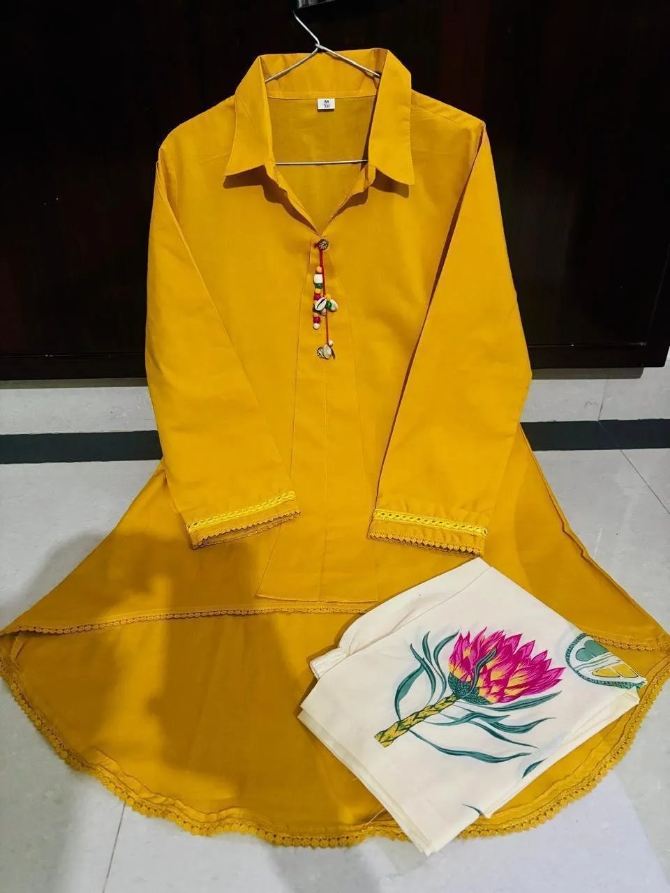 Summer Breeze Cord Set Fabric & Work Detail View | Jaipur Cloth