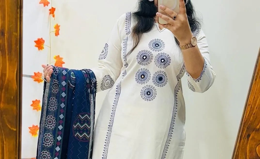 Elegant Handblock Cotton Set Full Length & Fit View | Jaipur Cloth