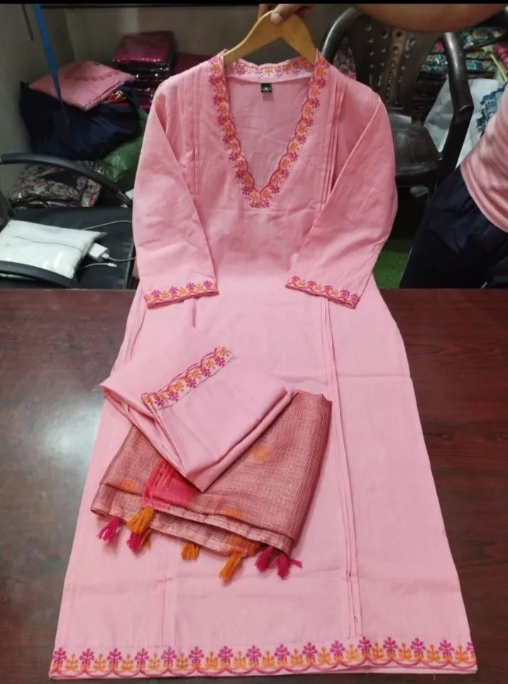 Detailed Embroidery on Neck, Sleeves and Kurti Hem - Jaipur Cloth