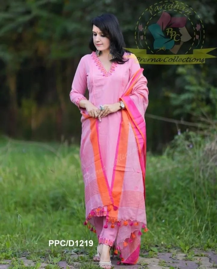 Handloom Cotton Straight Pant and Hemline Detail - Jaipur Cloth