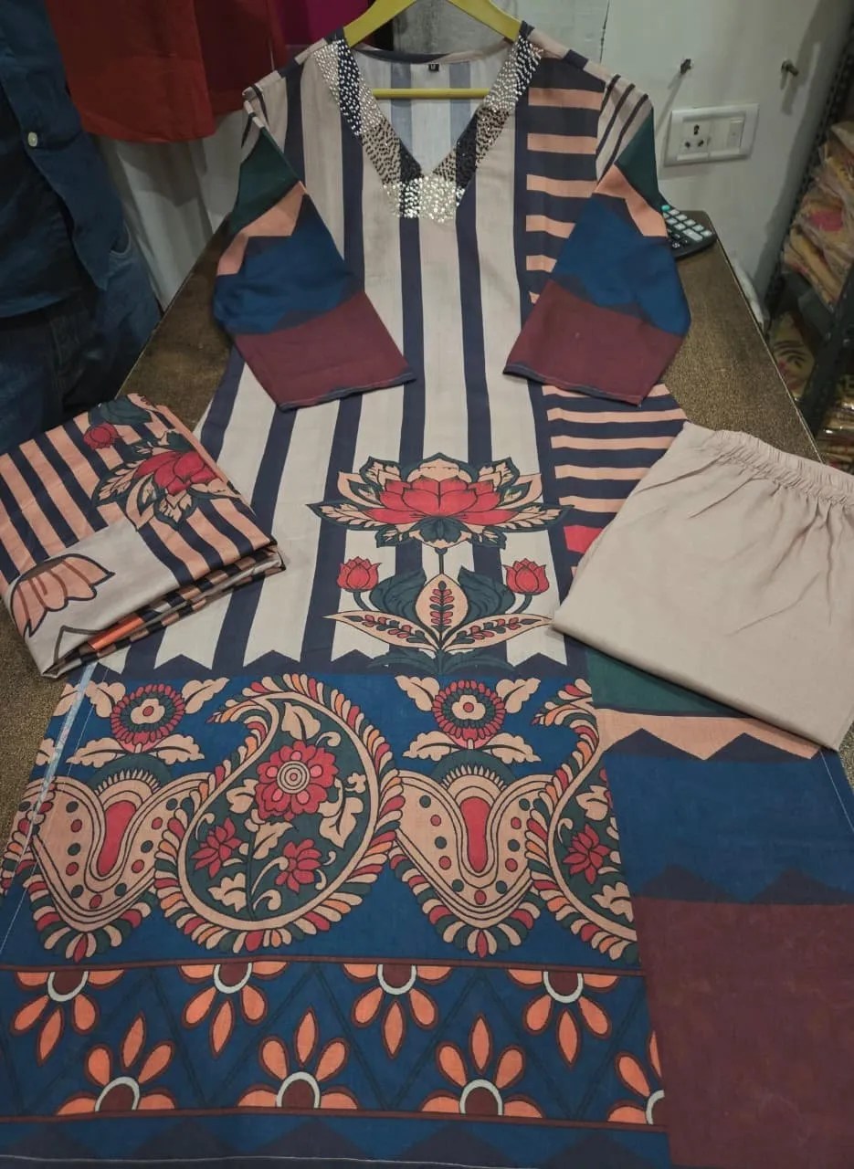 Digital Printed Dupatta and Straight Pant Ensemble - Jaipur Cloth
