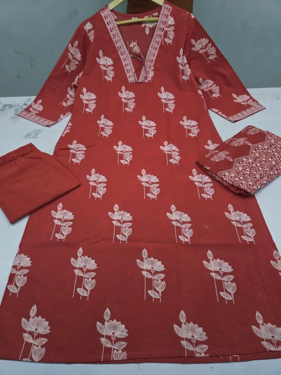 Neckline Print and Fine Stitching Close-up - Jaipur Cloth