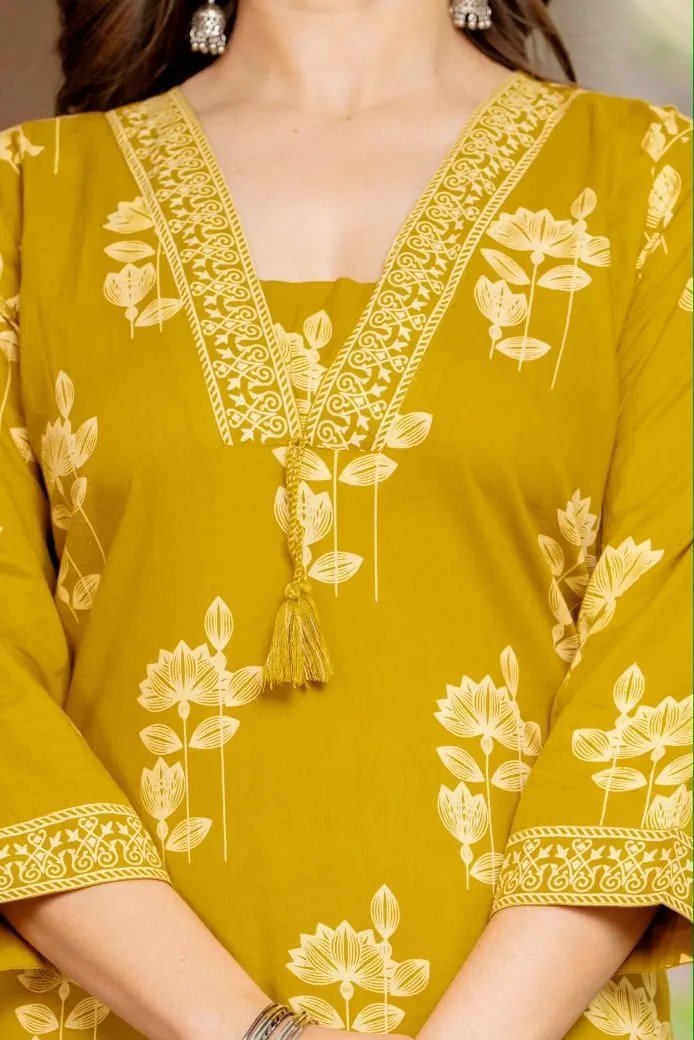 Full Length Kurti and Comfortable Cotton Pant Silhouette - Jaipur Cloth