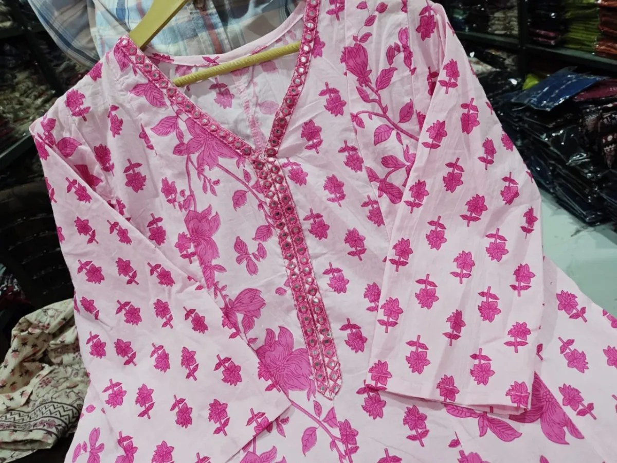Artisanal Heavy Mirror Work Neckline Close-up - Jaipur Cloth