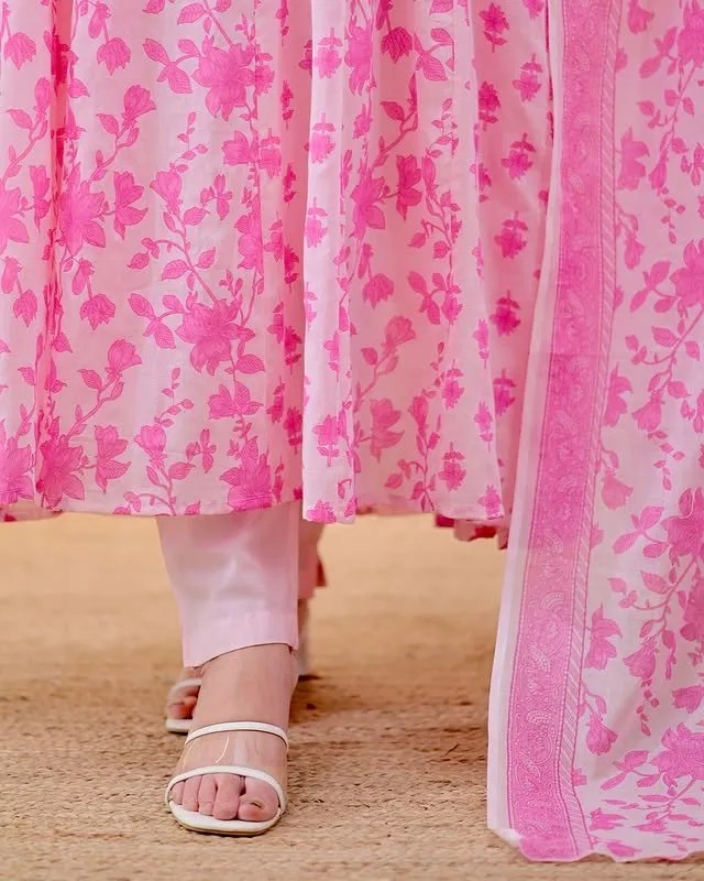 Full Flare Ghera View of 60x60 Cotton Anarkali - Jaipur Cloth