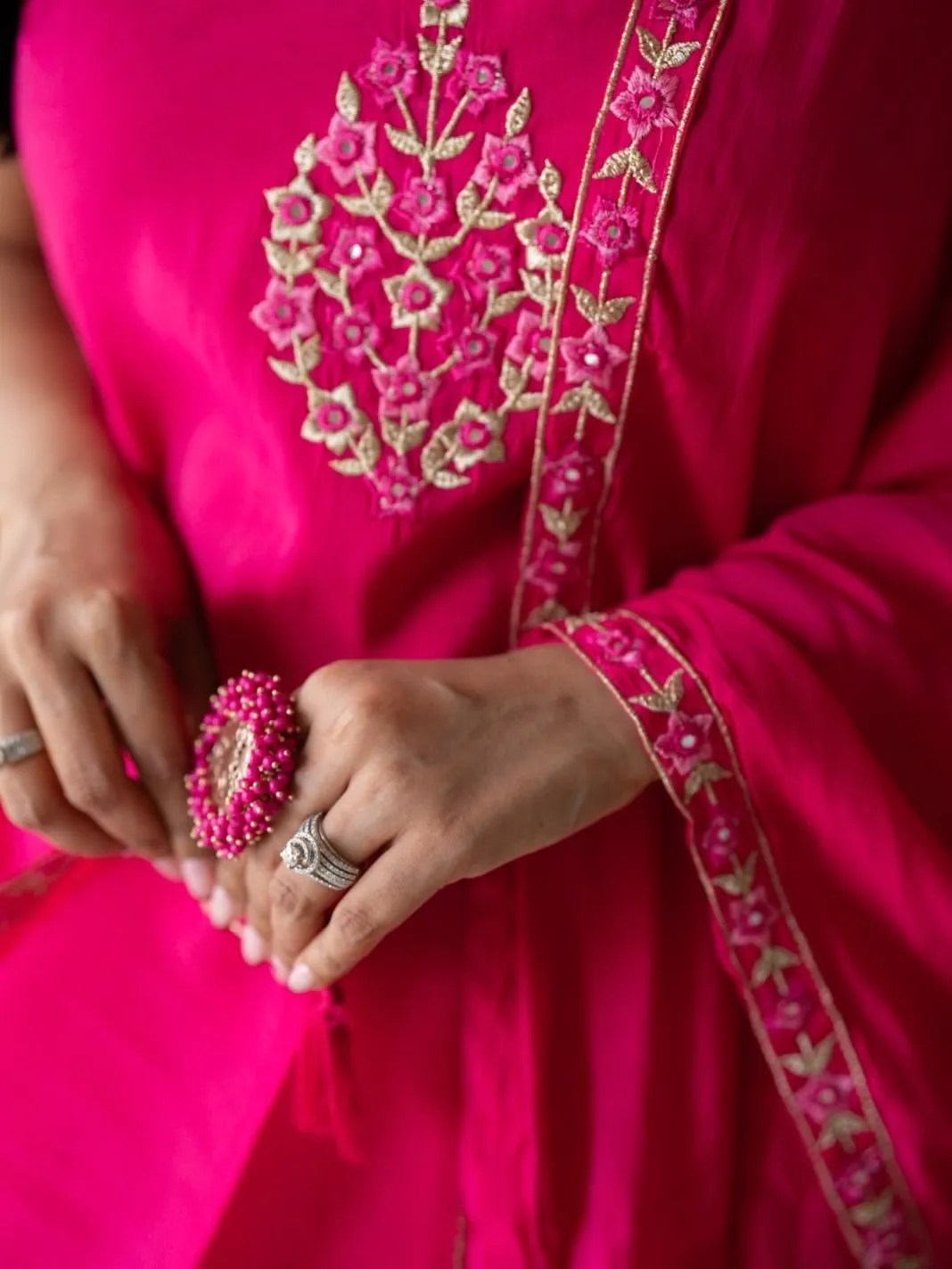 Full Length Look of Festive Pink Farshi Suit Set - Jaipur Cloth