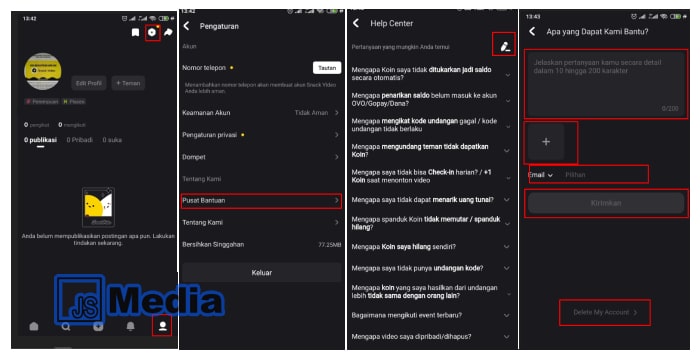 Mengikuti dua akun juga dapat membuat 1.000 koin masuk ke akun anda. Bosan Dan Resah 2 Cara Hapus Akun Snack Video Auto Permanen