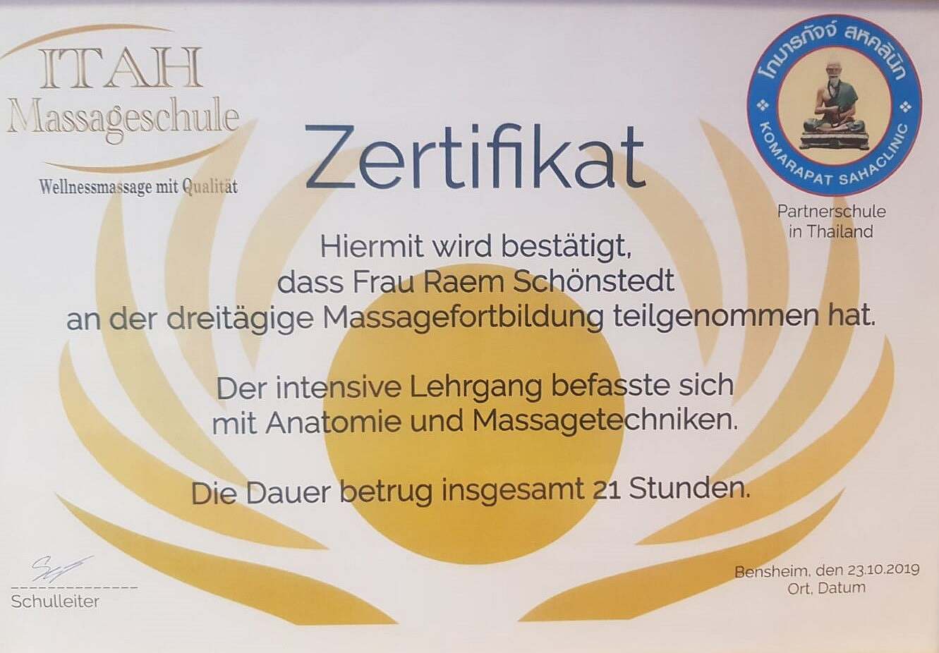 Zertifikat Massage Aschaffenburg