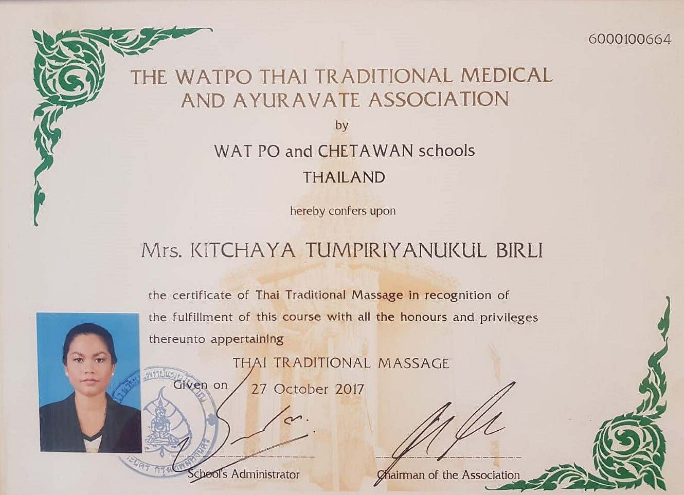 Zertifikat Traditionelle Thaimassage