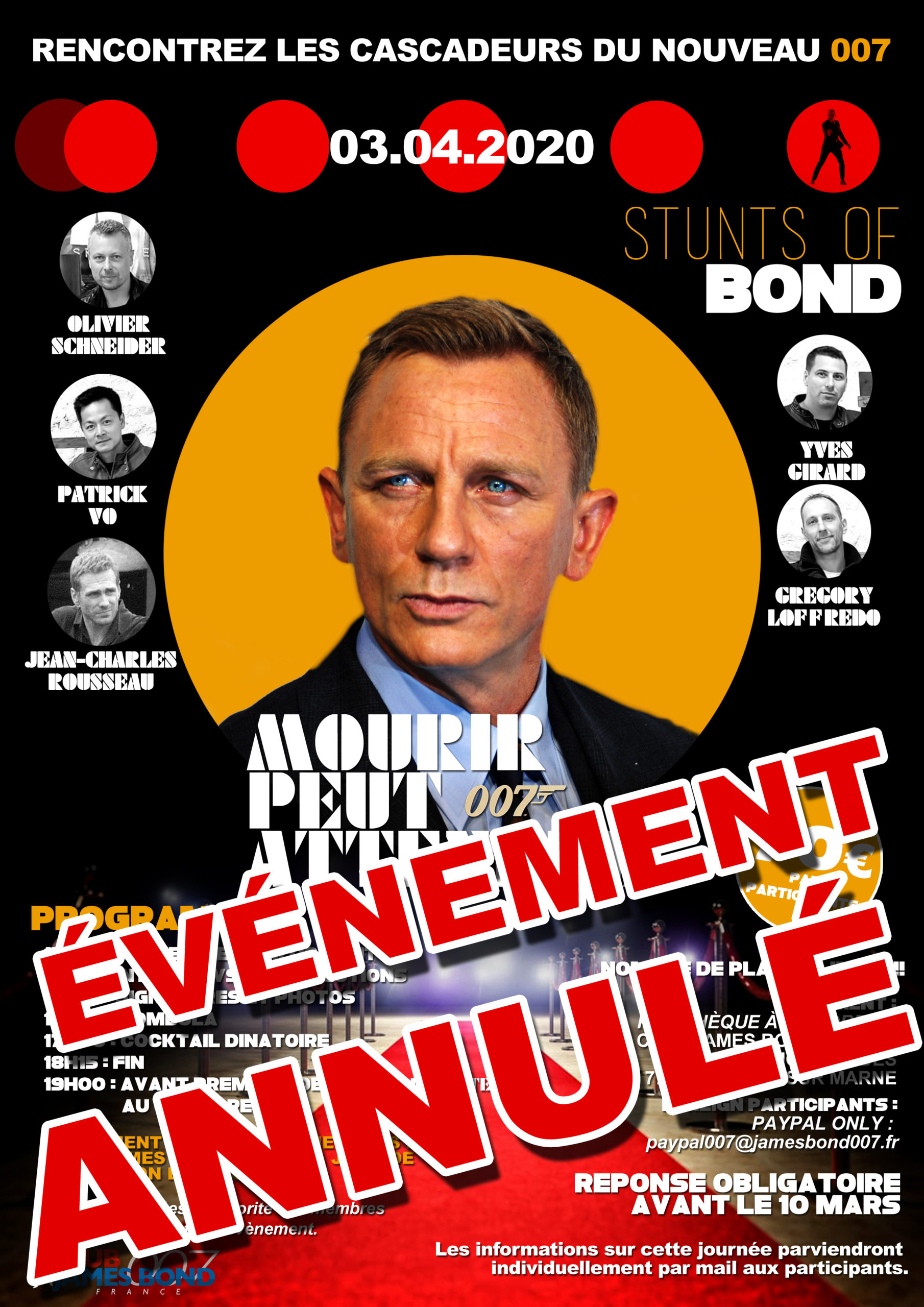 L’événement Stunts Of Bond est annulé !