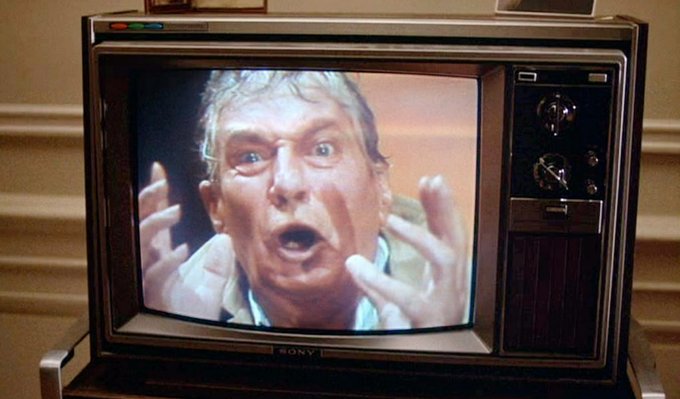 network, peter finch going crazy on tv, television in film