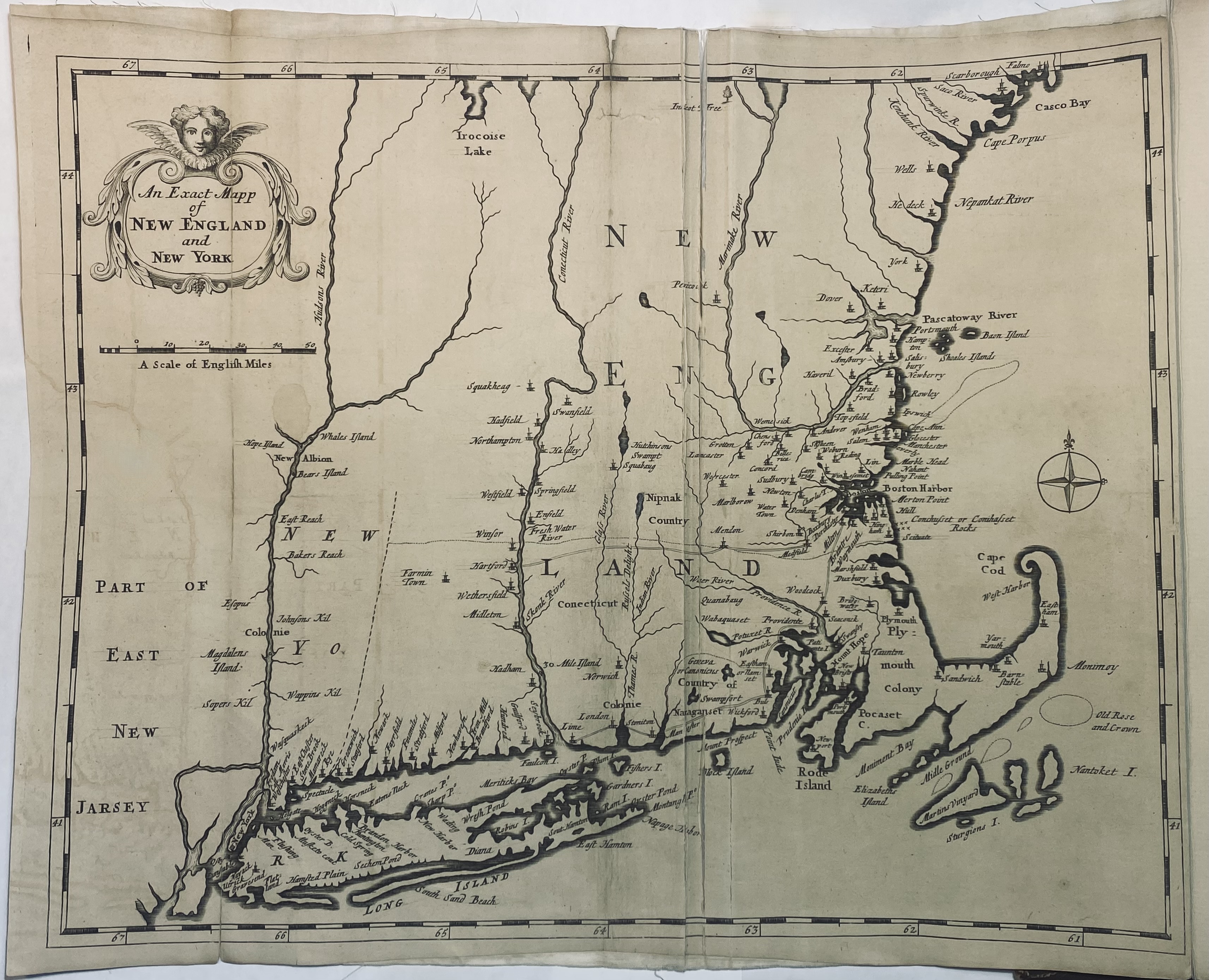 1702 Map of New England and eastern New York.